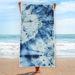 White And Blue Tie Dye Print Beach Towel