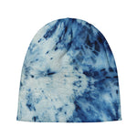 White And Blue Tie Dye Print Beanie