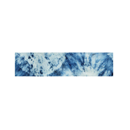 White And Blue Tie Dye Print Bed Runner
