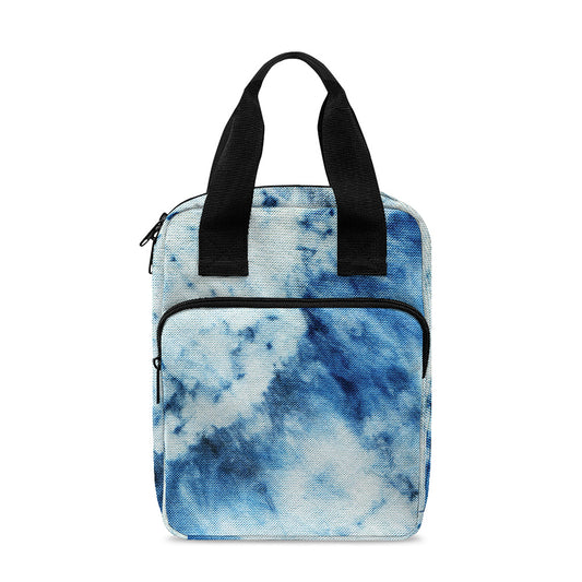 White And Blue Tie Dye Print Bible Tote Bag
