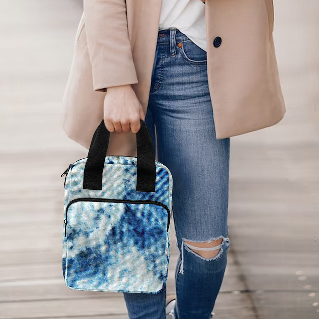 White And Blue Tie Dye Print Bible Tote Bag