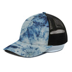 White And Blue Tie Dye Print Black Mesh Trucker Cap