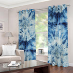 White And Blue Tie Dye Print Blackout Grommet Curtains