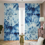 White And Blue Tie Dye Print Blackout Pencil Pleat Curtains