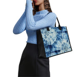 White And Blue Tie Dye Print Canvas Tote Bag
