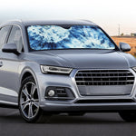 White And Blue Tie Dye Print Car Windshield Sun Shade