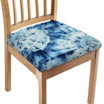 White And Blue Tie Dye Print Chair Cushion Cover