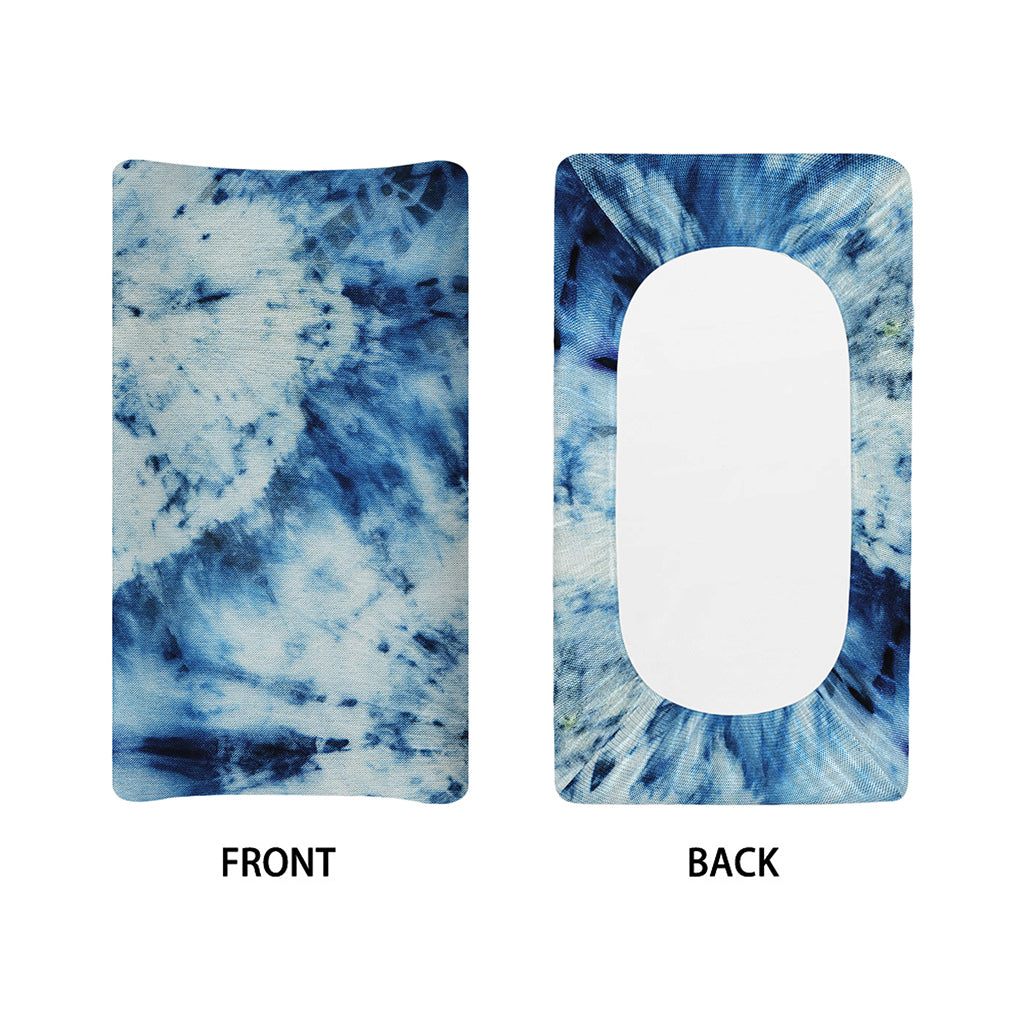 White And Blue Tie Dye Print Changing Pad Cover