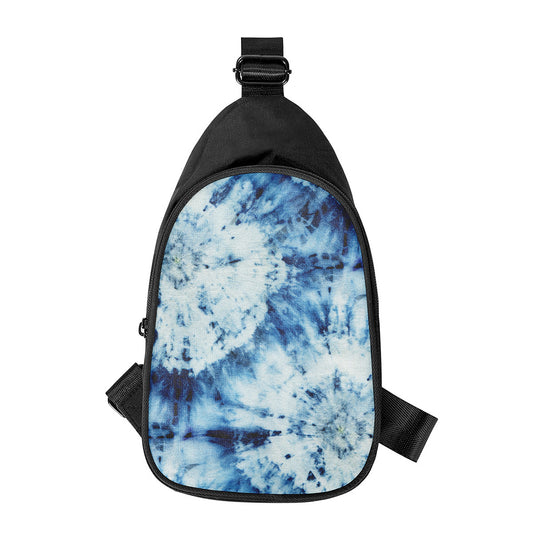 White And Blue Tie Dye Print Chest Bag