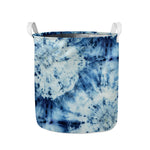 White And Blue Tie Dye Print Collapsible Laundry Basket