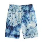 White And Blue Tie Dye Print Cotton Shorts