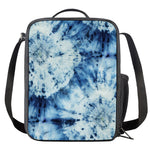 White And Blue Tie Dye Print Crossbody Lunch Bag