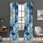 White And Blue Tie Dye Print Curtain