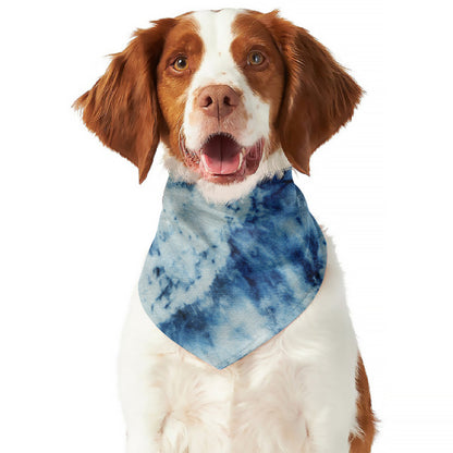 White And Blue Tie Dye Print Dog Bandana