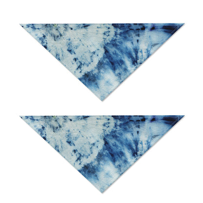 White And Blue Tie Dye Print Dog Bandana