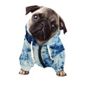 White And Blue Tie Dye Print Dog Zip Up Hoodie