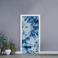 White And Blue Tie Dye Print Door Sticker