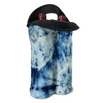 White And Blue Tie Dye Print Double Neoprene Wine Tote