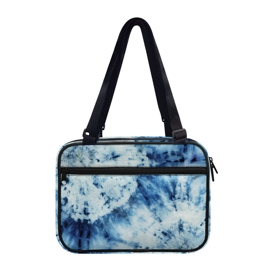 White And Blue Tie Dye Print Double Strap Bible Bag