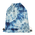 White And Blue Tie Dye Print Drawstring Bag