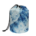 White And Blue Tie Dye Print Drawstring Makeup Bag