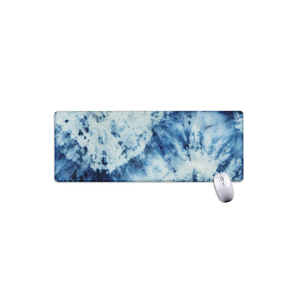 White And Blue Tie Dye Print Extended Mouse Pad