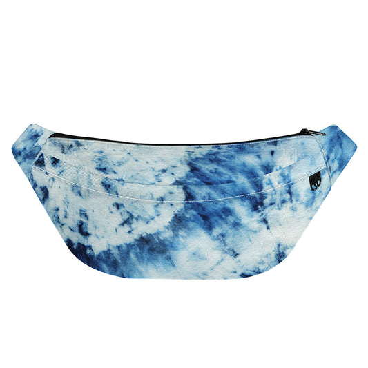 White And Blue Tie Dye Print Fanny Pack