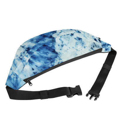 White And Blue Tie Dye Print Fanny Pack