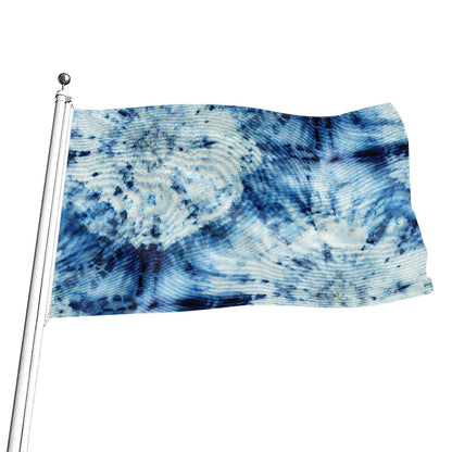 White And Blue Tie Dye Print Flag