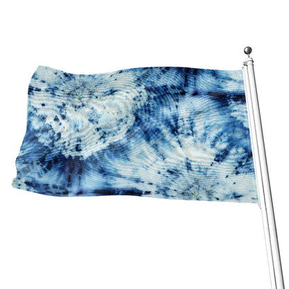White And Blue Tie Dye Print Flag