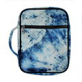 White And Blue Tie Dye Print Front Pocket Bible Bag
