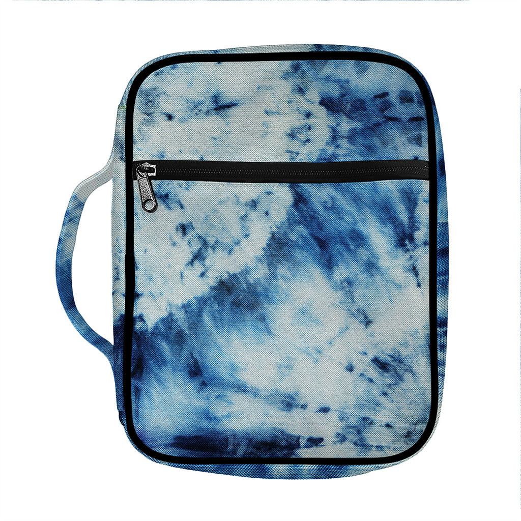 White And Blue Tie Dye Print Front Pocket Bible Bag