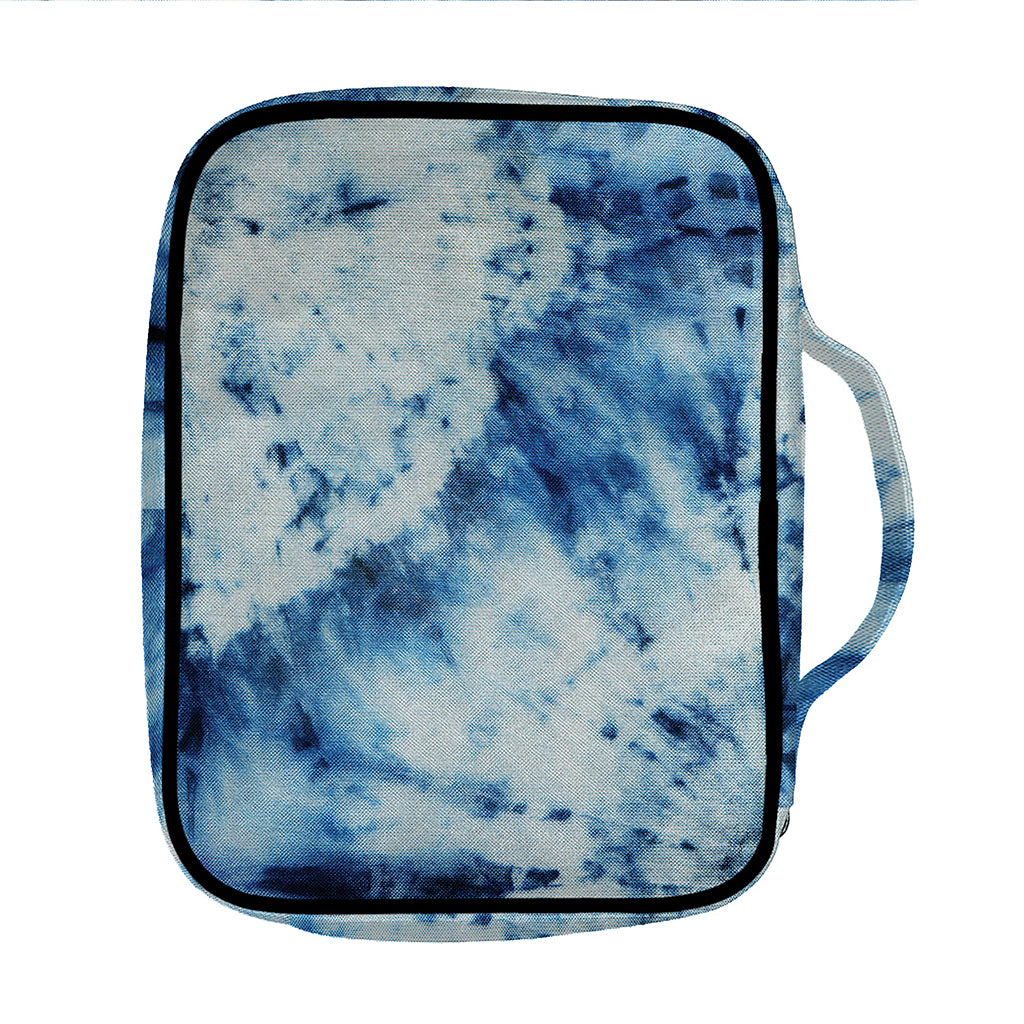 White And Blue Tie Dye Print Front Pocket Bible Bag