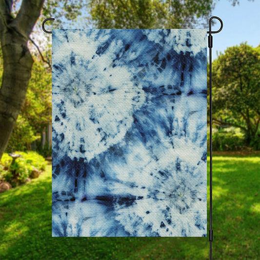White And Blue Tie Dye Print Garden Flag