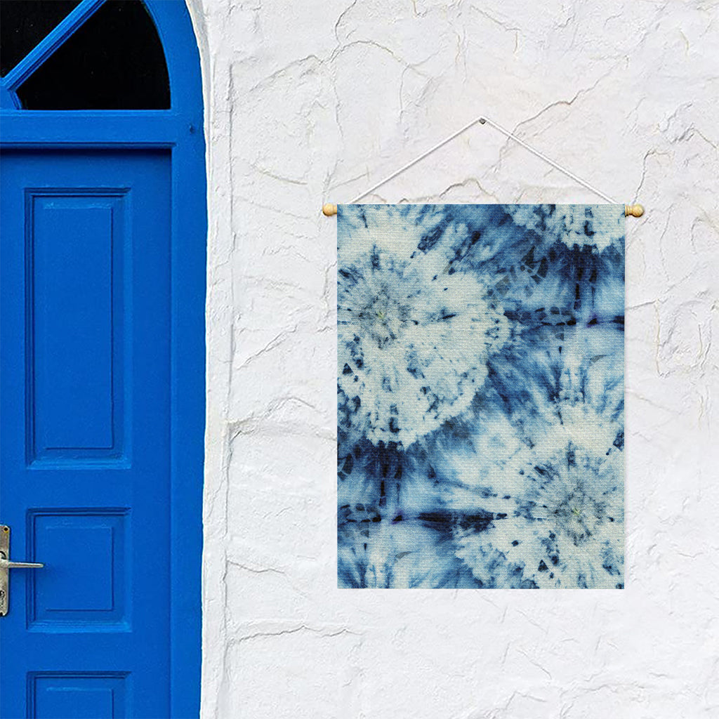 White And Blue Tie Dye Print Garden Flag