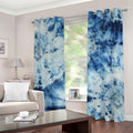 White And Blue Tie Dye Print Grommet Curtains
