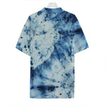 White And Blue Tie Dye Print Hawaiian Shirt