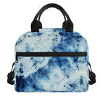 White And Blue Tie Dye Print Insulated Lunch Bag