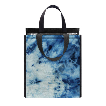 White And Blue Tie Dye Print Insulated Lunch Tote