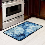 White And Blue Tie Dye Print Kitchen Mat