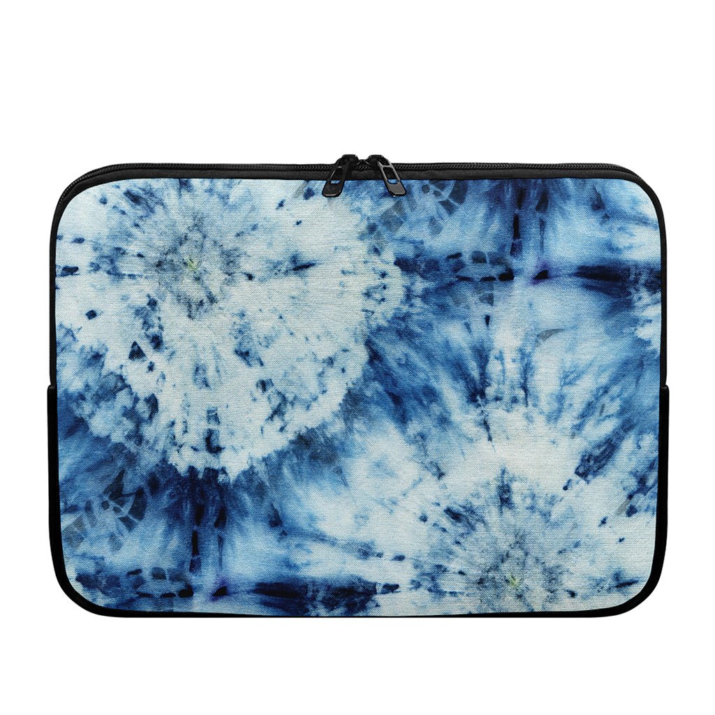 White And Blue Tie Dye Print Laptop Sleeve