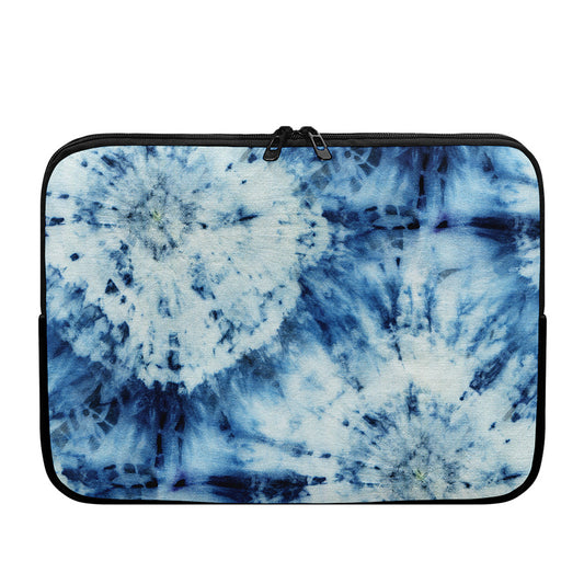 White And Blue Tie Dye Print Laptop Sleeve