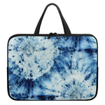 White And Blue Tie Dye Print Laptop Sleeve With Handle