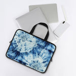 White And Blue Tie Dye Print Laptop Sleeve With Handle