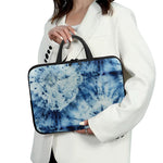 White And Blue Tie Dye Print Laptop Sleeve With Handle