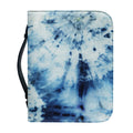 White And Blue Tie Dye Print Leather Bible Cover