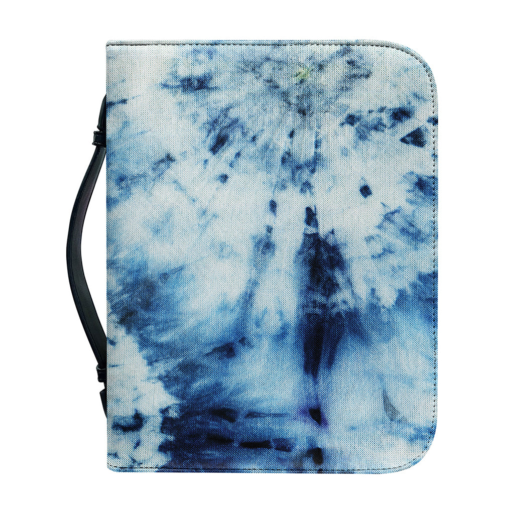 White And Blue Tie Dye Print Leather Bible Cover