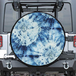 White And Blue Tie Dye Print Leather Spare Tire Cover