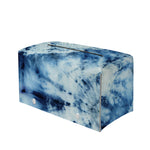 White And Blue Tie Dye Print Leather Tissue Box Cover
