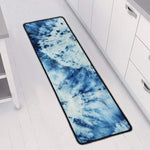 White And Blue Tie Dye Print Long Kitchen Mat